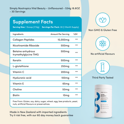 Vital Beauty Collagen Powder Unflavoured - 534g