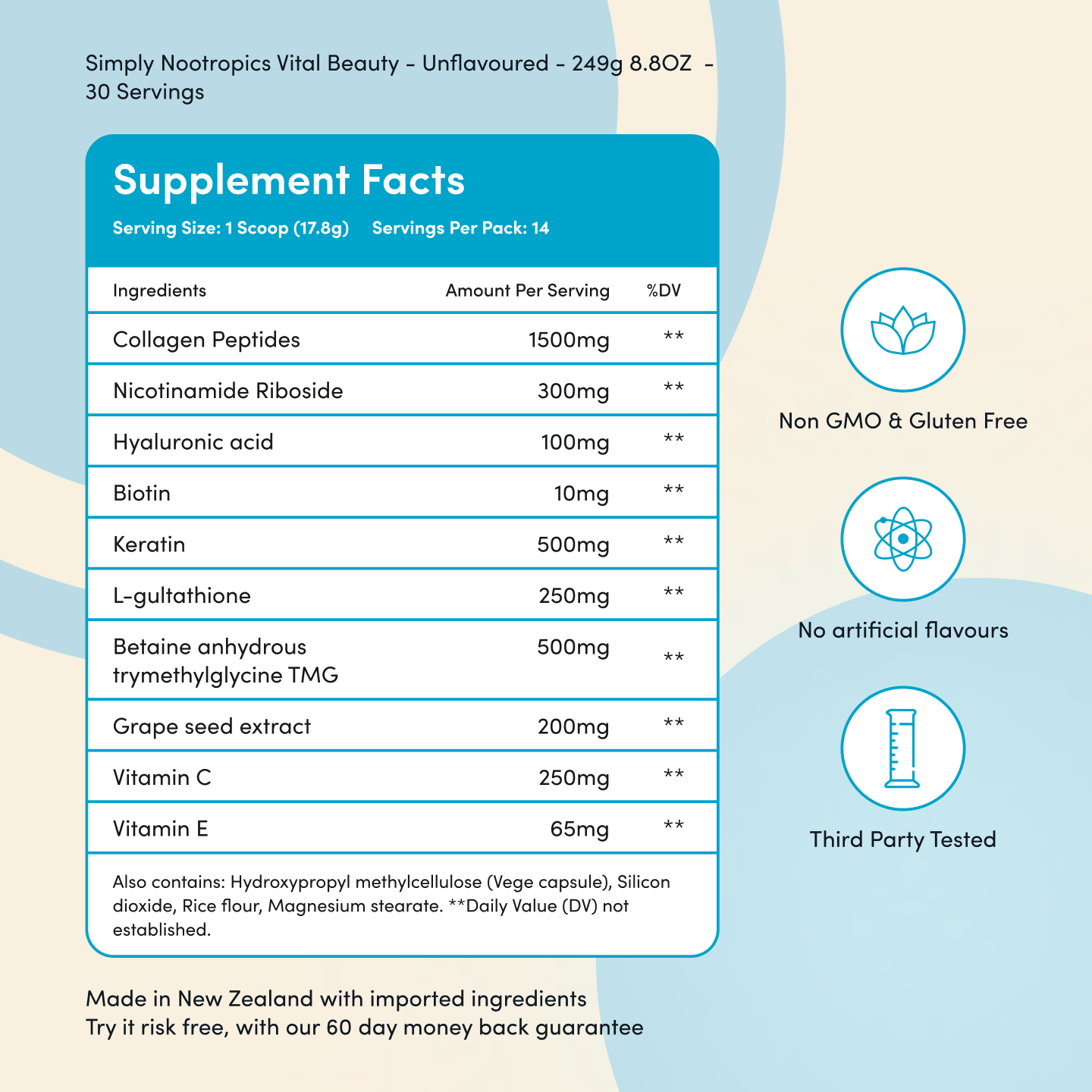 Vital Beauty Collagen Powder Unflavoured - 249g