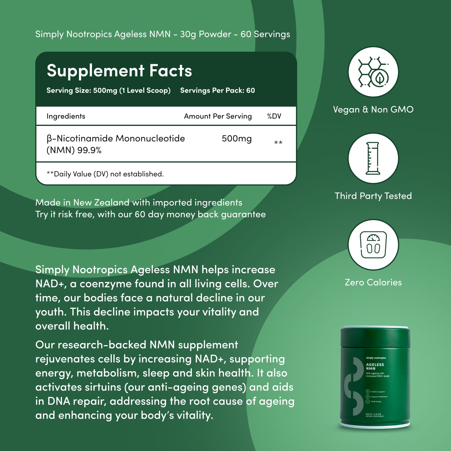 Ageless NMN Powder (30g)