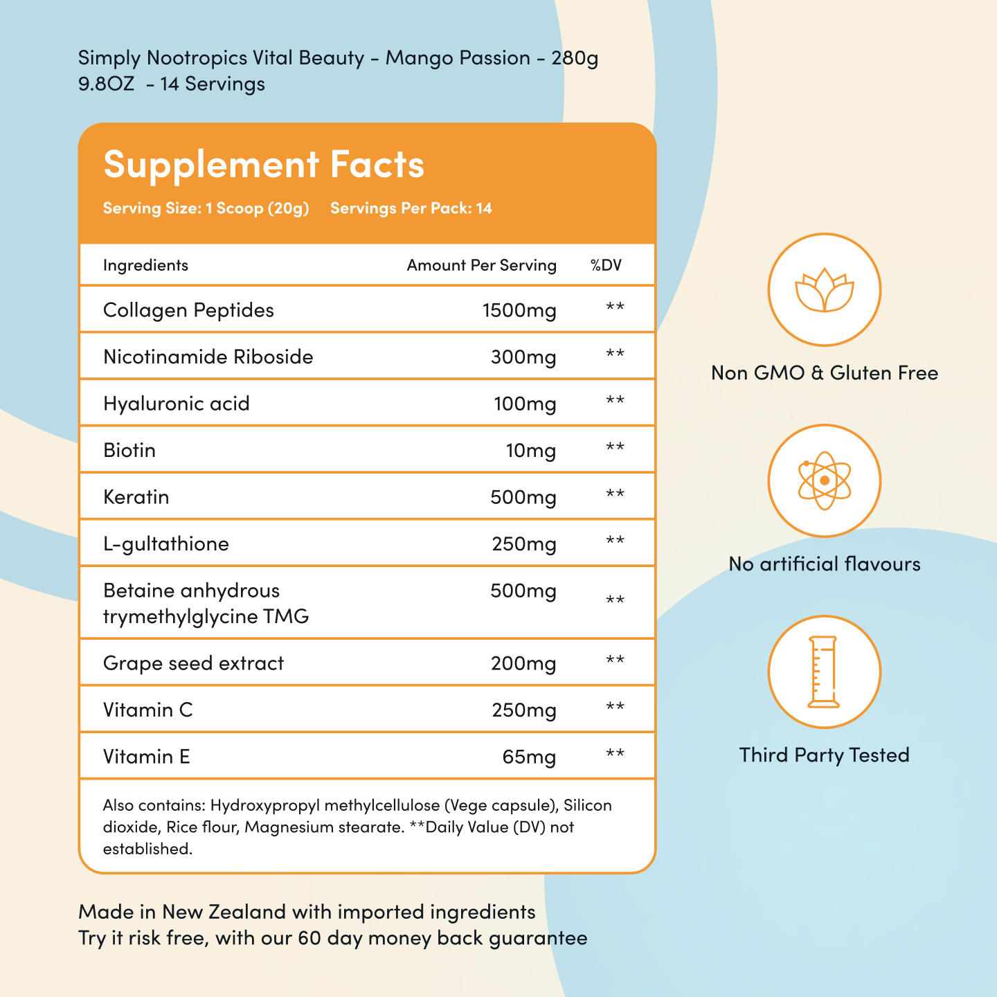 Vital Beauty Collagen Powder Mango Passion - 280g